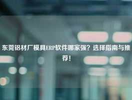 东莞铝材厂模具ERP软件哪家强？选择指南与推荐！
