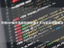 开思ERP操作手册如何快速上手与常见问题解决？