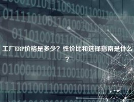 工厂ERP价格是多少？性价比和选择指南是什么？
