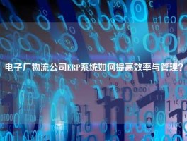 电子厂物流公司ERP系统如何提高效率与管理？