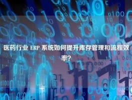 医药行业 ERP 系统如何提升库存管理和流程效率？