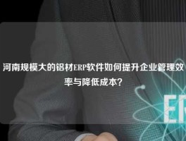 河南规模大的铝材ERP软件如何提升企业管理效率与降低成本？