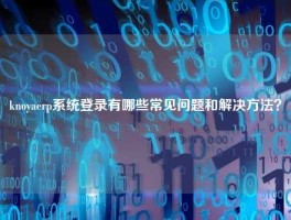 knoyaerp系统登录有哪些常见问题和解决方法？