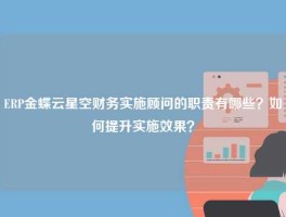 ERP金蝶云星空财务实施顾问的职责有哪些？如何提升实施效果？