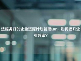 选服务好的企业资源计划管理ERP，如何提升企业效率？