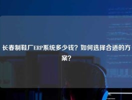 长春制鞋厂ERP系统多少钱？如何选择合适的方案？