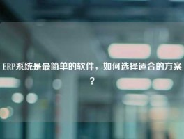 ERP系统是最简单的软件，如何选择适合的方案？