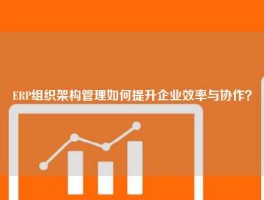 ERP组织架构管理如何提升企业效率与协作？