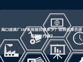 海口皮具厂ERP系统报价是多少？如何选择合适的解决方案？