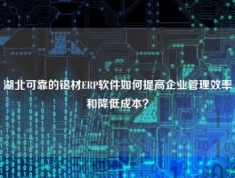 湖北可靠的铝材ERP软件如何提高企业管理效率和降低成本？