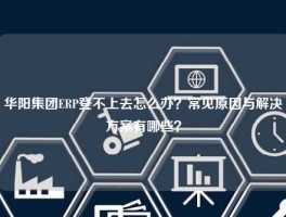 华阳集团ERP登不上去怎么办？常见原因与解决方案有哪些？