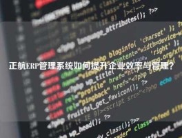 正航ERP管理系统如何提升企业效率与管理？