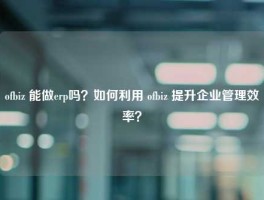 ofbiz 能做erp吗？如何利用 ofbiz 提升企业管理效率？