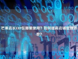 芒果店长ERP在哪里使用？如何提高店铺管理效率？