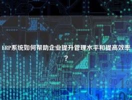 ERP系统如何帮助企业提升管理水平和提高效率？