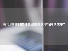我电ERP如何提升企业管理效率与降低成本？