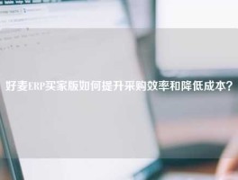 好麦ERP买家版如何提升采购效率和降低成本？