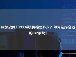 成都皮具厂ERP系统价格是多少？如何选择合适的ERP系统？