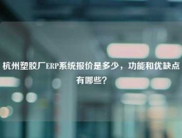 杭州塑胶厂ERP系统报价是多少，功能和优缺点有哪些？