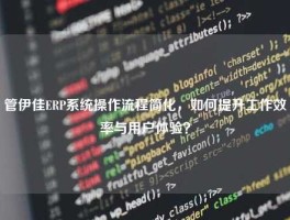 管伊佳ERP系统操作流程简化，如何提升工作效率与用户体验？