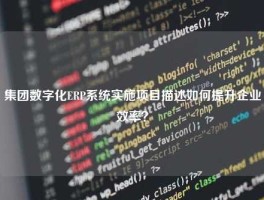 集团数字化ERP系统实施项目描述如何提升企业效率？