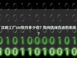 沈阳工厂ERP软件多少钱？如何选择合适的系统？