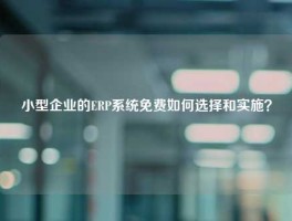 小型企业的ERP系统免费如何选择和实施？
