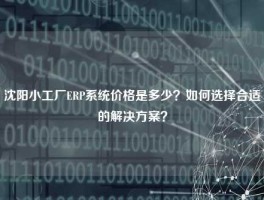 沈阳小工厂ERP系统价格是多少？如何选择合适的解决方案？