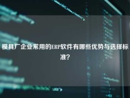 模具厂企业常用的ERP软件有哪些优势与选择标准？