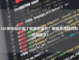 ERP系统报价需了解哪些细节？掌握费用结构和功能需求！