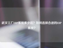 武汉工厂ERP系统多少钱？如何选择合适的ERP系统？