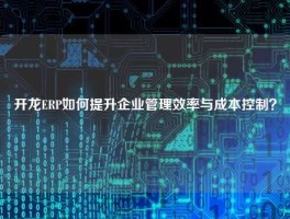 开龙ERP如何提升企业管理效率与成本控制？