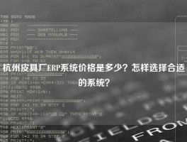 杭州皮具厂ERP系统价格是多少？怎样选择合适的系统？