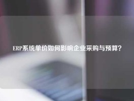 ERP系统单价如何影响企业采购与预算？